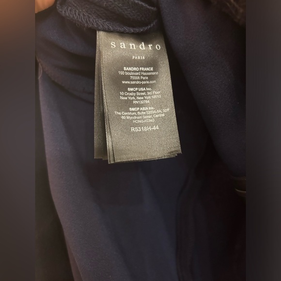 Sandro Natalia Ruffle Trim Dress in Navy - Picture 8 of 8